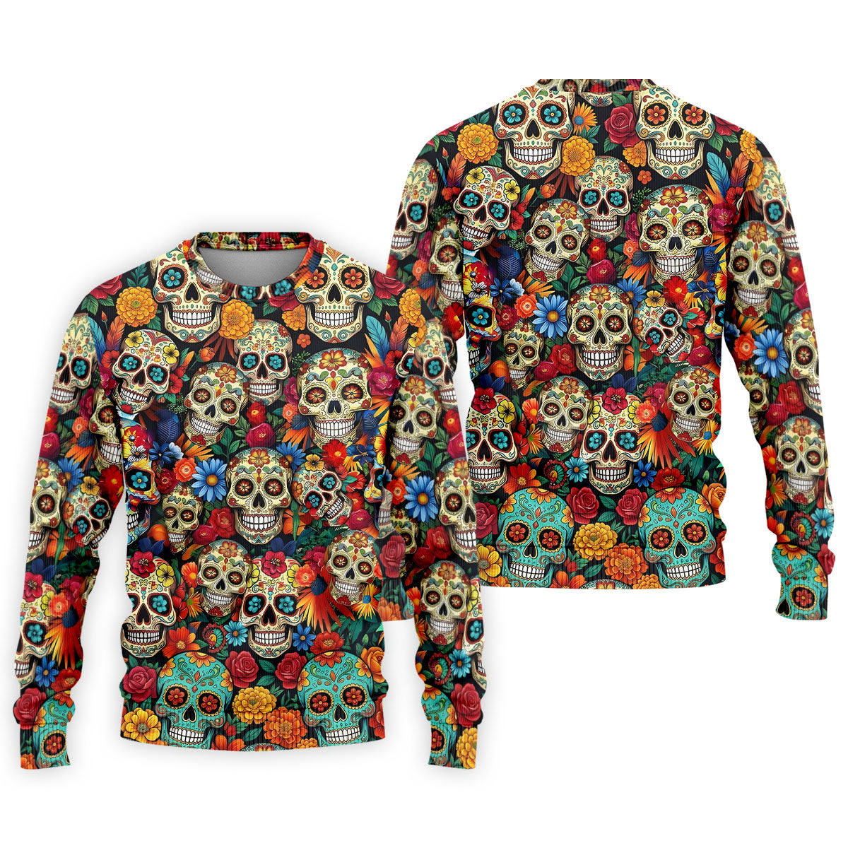 Sugar Skulls Cinco De Mayo Celebration Fiesta Golf Polo For Men, Floral Pattern Golf Shirts For Men