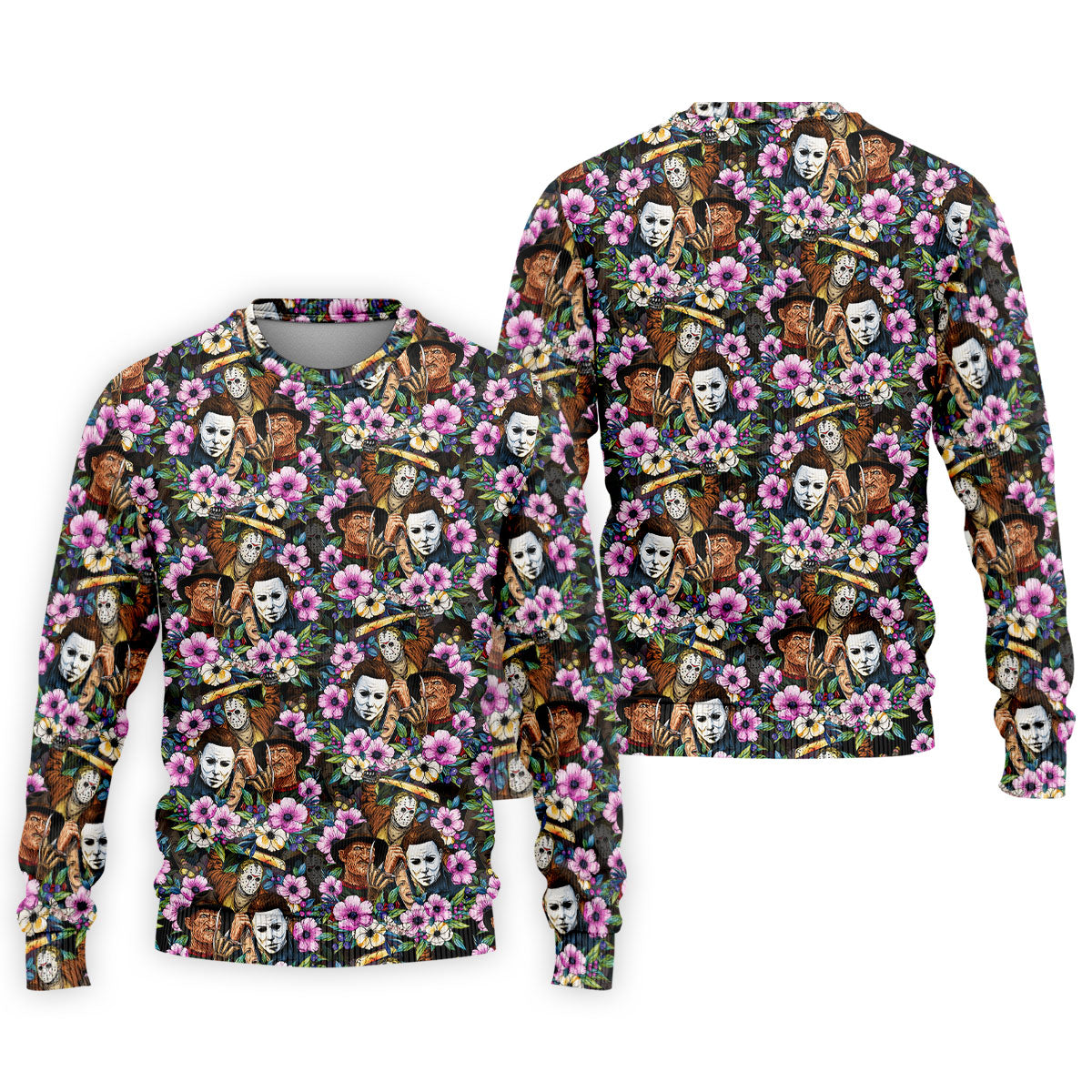 Floral Horror Character Halloween Golf Polo Shirt, Halloween Shirt, Golf Shirts For Men