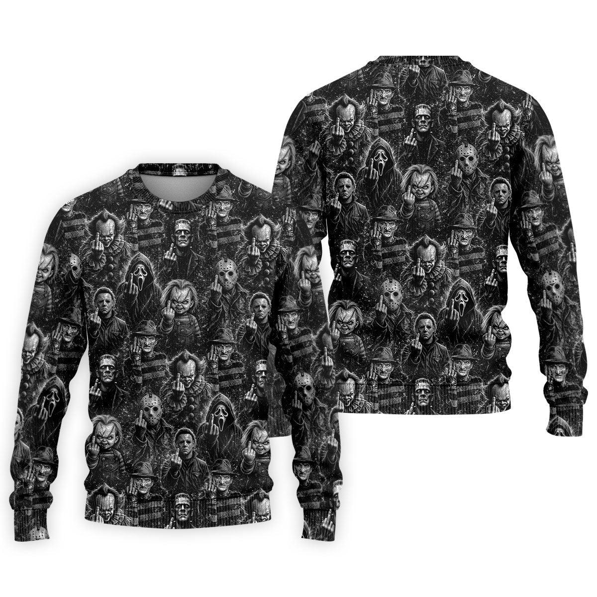 Horror Character Villains Pattern Golf Polo Shirt, Men's Golf Shirt, Hawaiian Golf Shirt