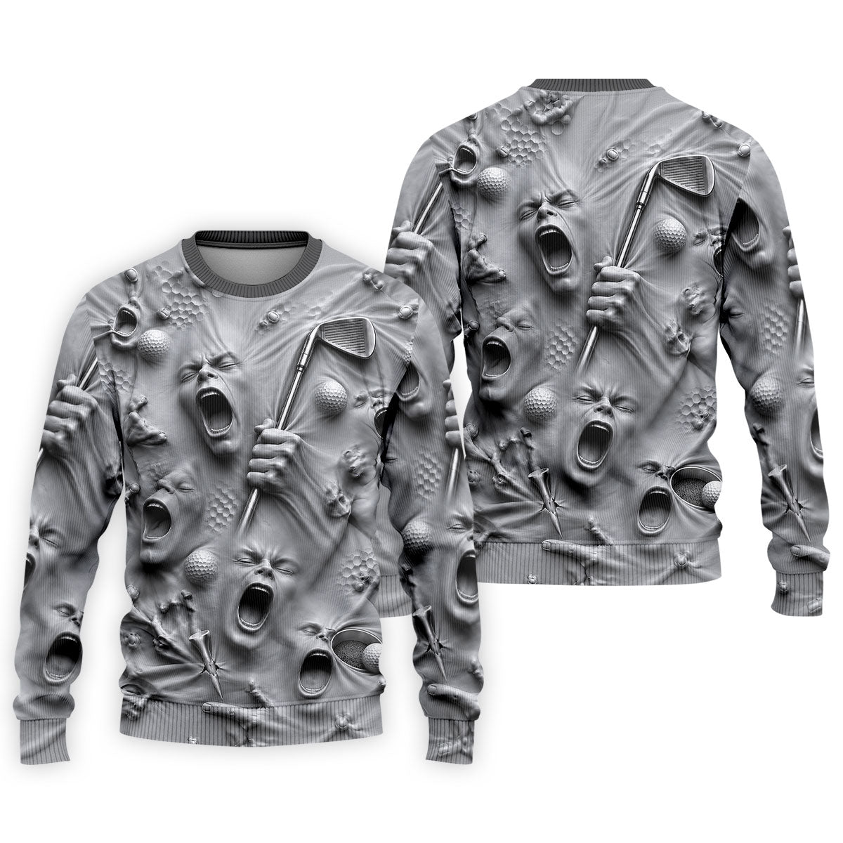 Screaming Face Halloween Golf Polo Shirt, Halloween Shirt For Men, Golf Shirts For Men