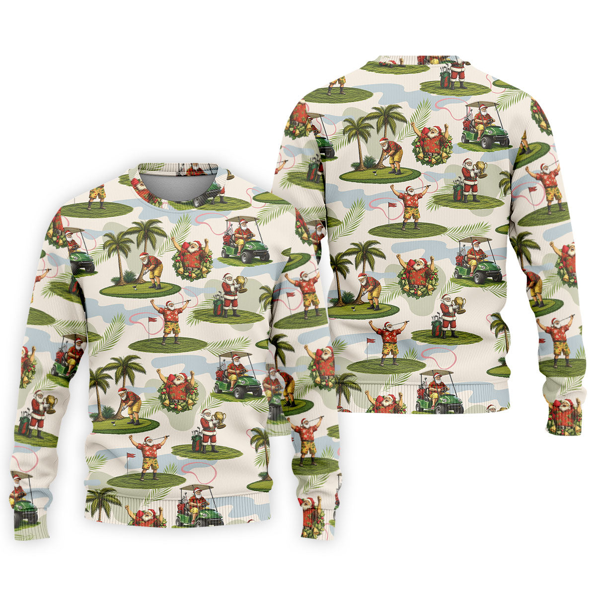 Santa Claus Golf Christmas Pattern Polo Shirt, Mens Golf Polo, Christmas Golf Shirt