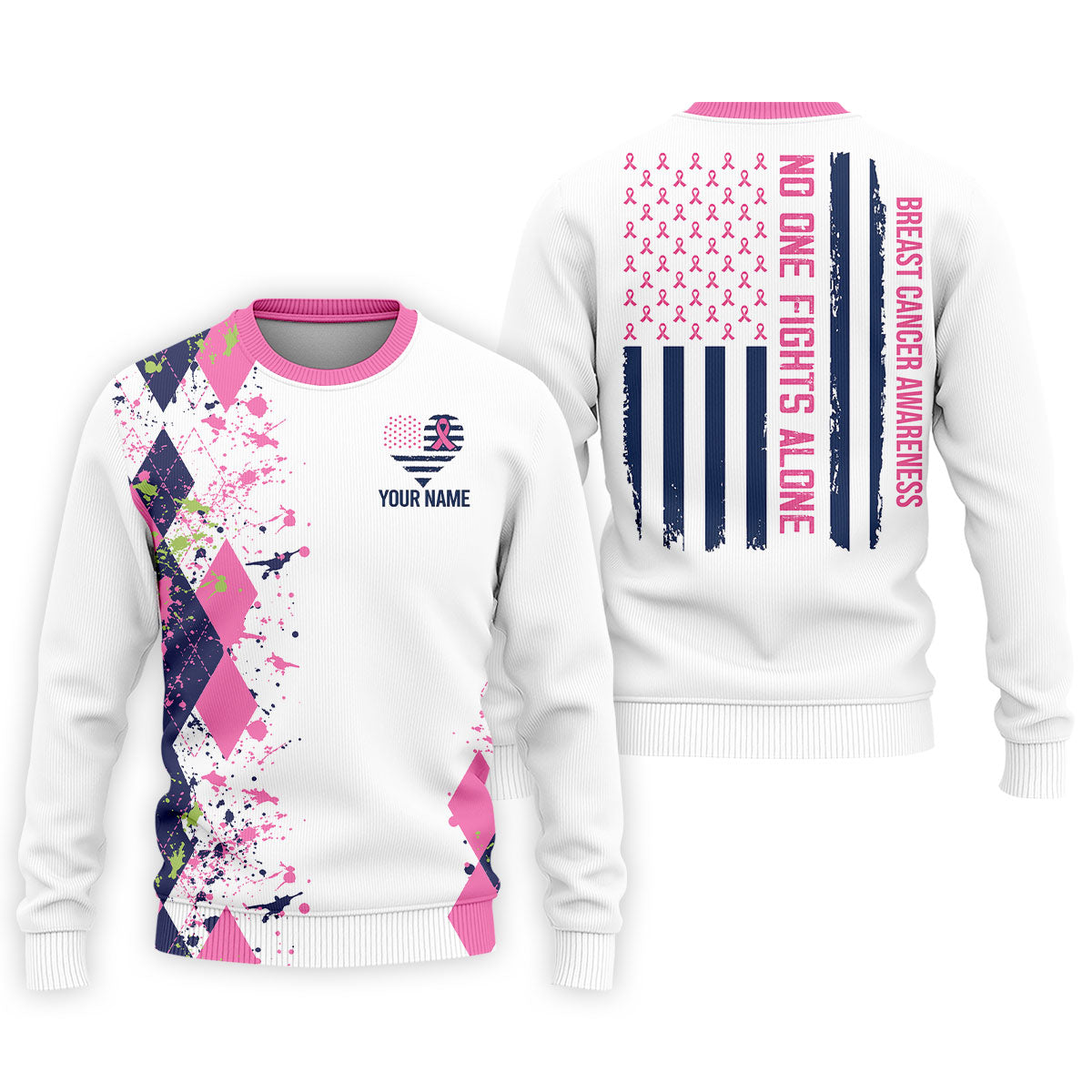 Custom No One Fights Alone Breast Cancer Shirt, Golf Polo Shirts For Men, Mens Golf Shirts