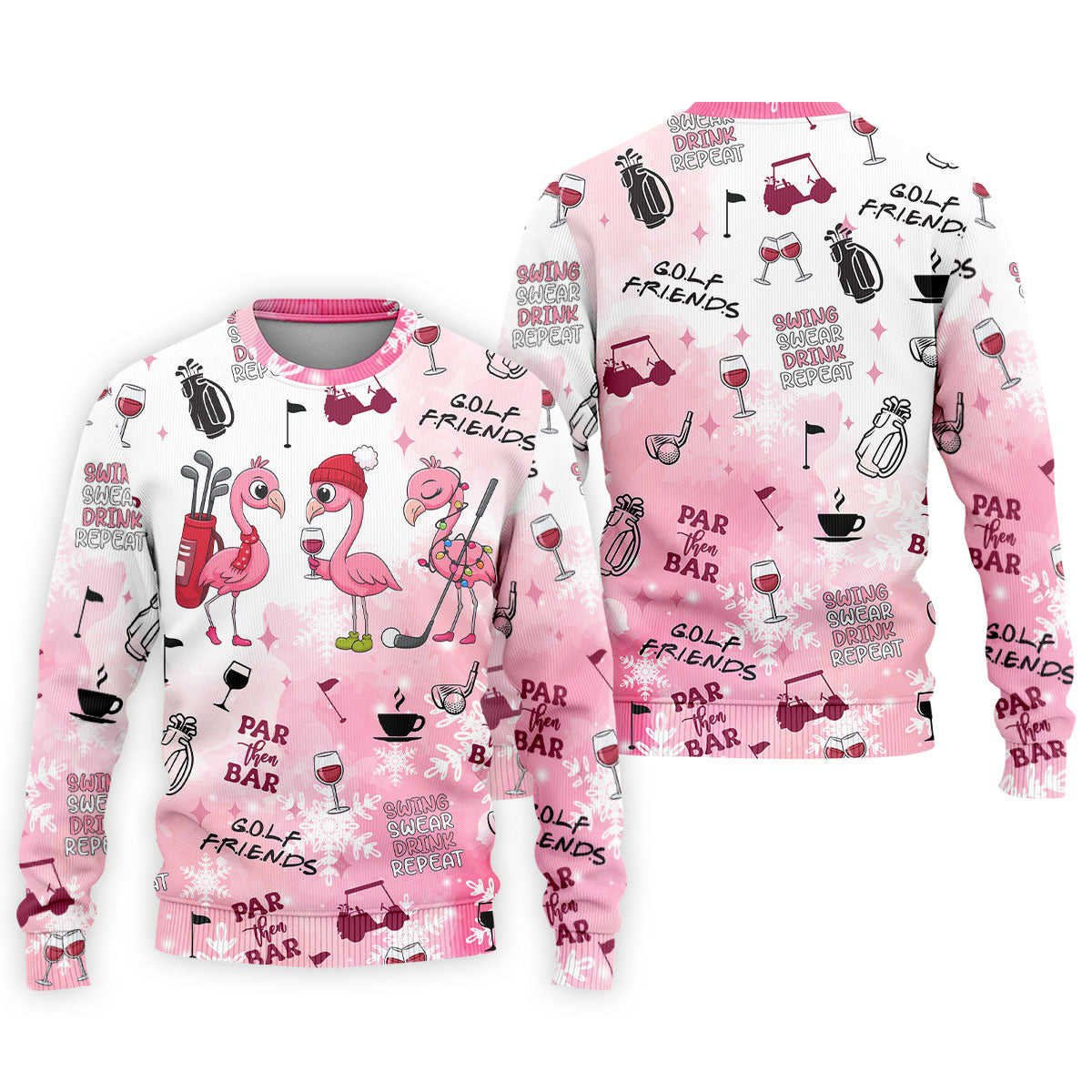 Golf Friends Par Then Bar Flamingo Christmas Golf Shirt, Golf Tops For Men, Pink Golf Polo, Golf Gift For Men