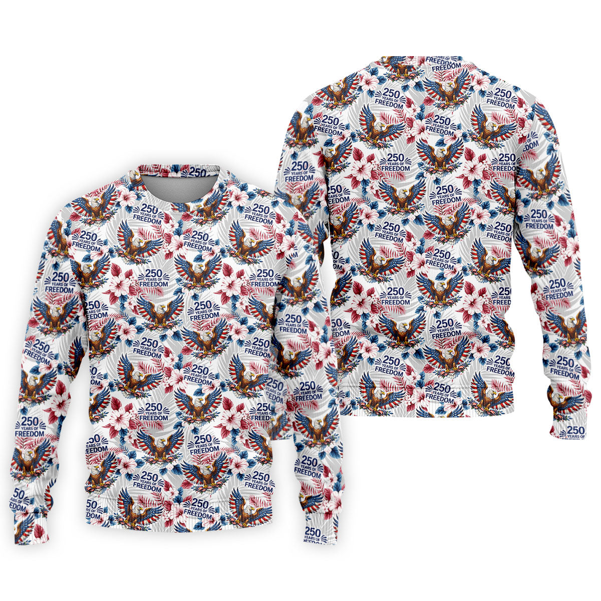 250 Years Of Freedom US Bald Eagle Tropical Theme Golf Tops For Men, Patriotic 4th Of July Golf Shirts For Men