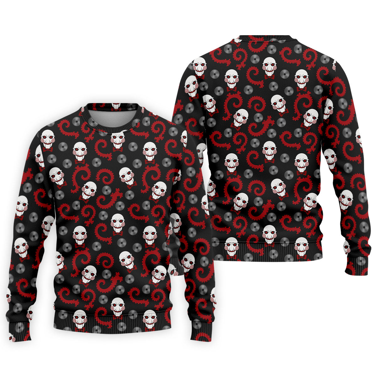 Creepy Puppet Spiral Halloween Golf Polo Shirt, Horror Character Shirt, Mens Golf Polo