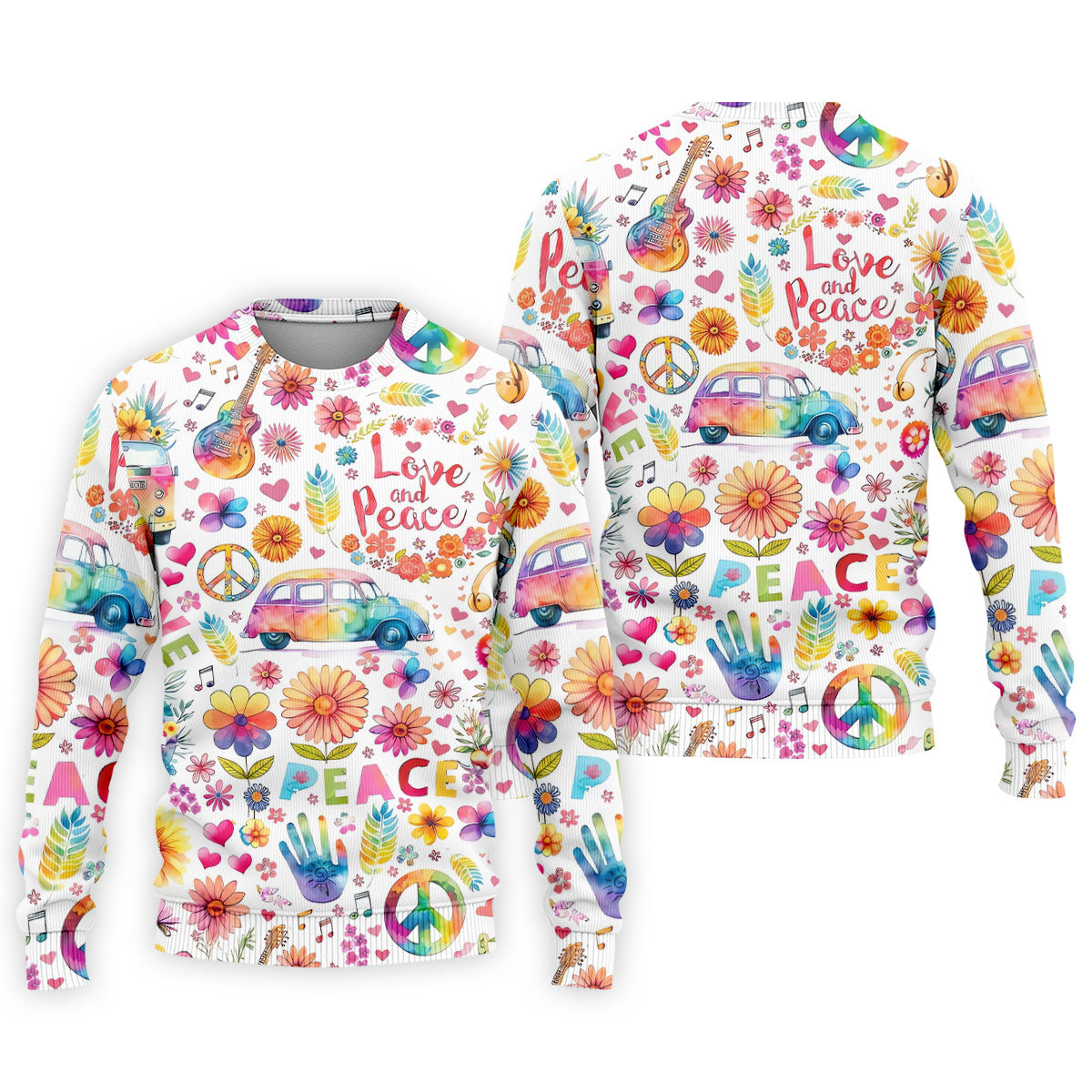 Retro Love Peace Van Floral Hawaiian Golf Shirt, Men's Golf Shirt, Printed Golf Shirts