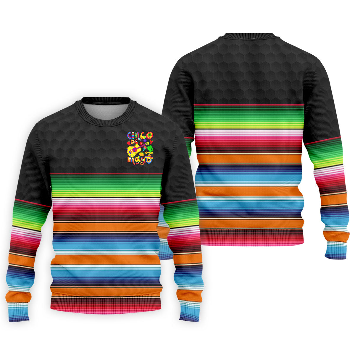 Mexican Sarape Golf Ball Pattern Cinco De Mayo Celebration Fiesta Themed Golf Shirts For Men