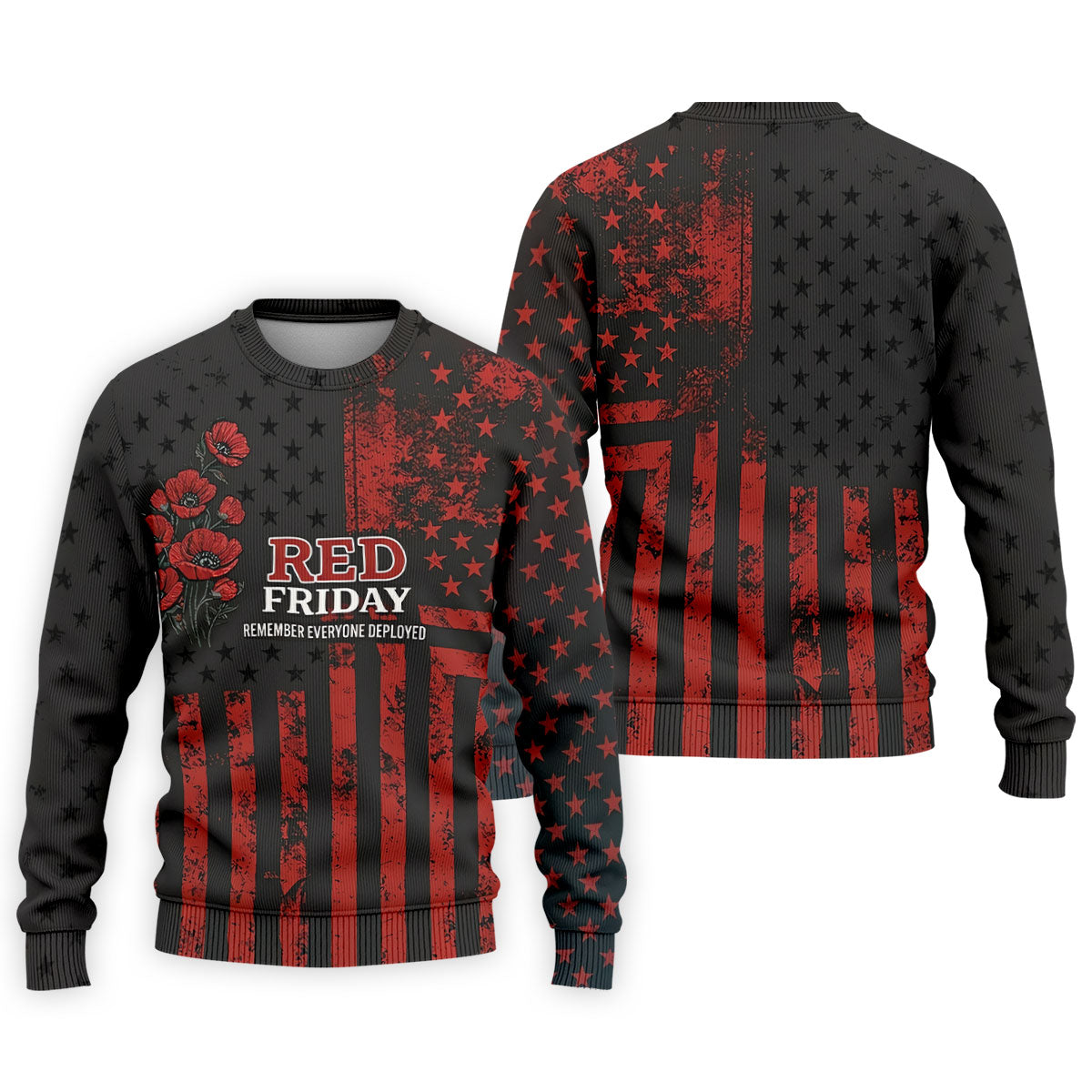 Red Friday American Flag Poppy Polo Shirt, Mens Golf Apparel, Printed Golf Shirts