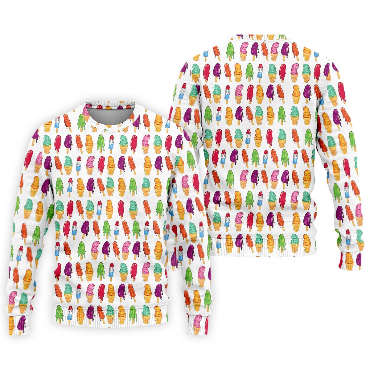 Colorful Ice Cream Pattern Golf Polo Shirt, Men's Golf Shirt, Golf Apparel For Men