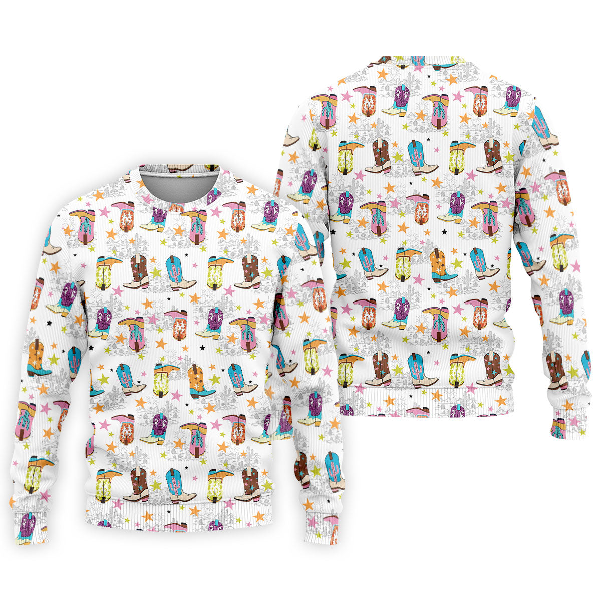 Colorful Western Cowboy Boots Pattern Hawaiian Golf Shirt, Golf Apparel For Men, Mens Golf Polo