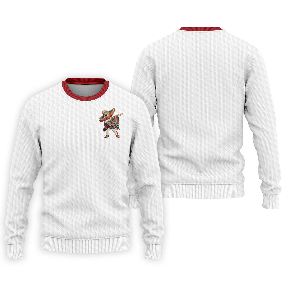 Cinco De Mayo Celebration Golf Ball Pattern White Golf Shirt, Polo Shirts For Men