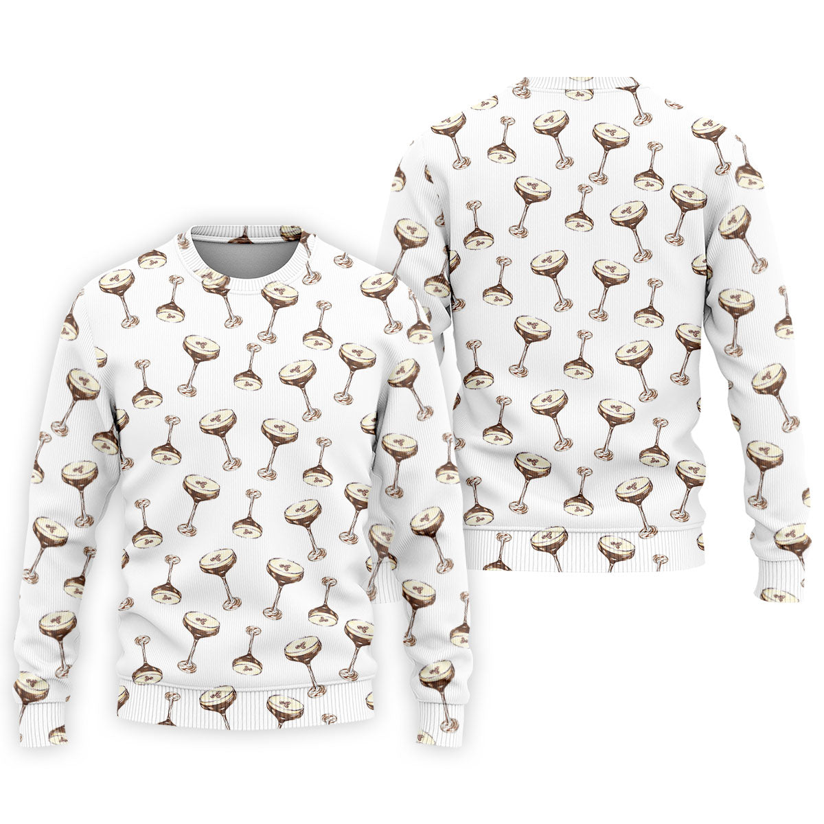 Expresso Martini Doodle Seamless Pattern Hawaiian Golf Shirt, Polo Shirts For Men