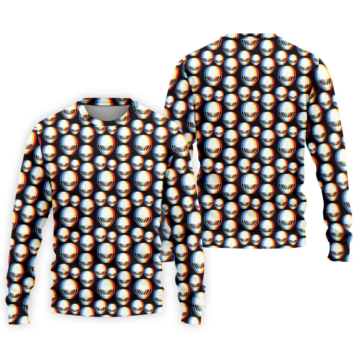Retro Alien Golf Shirt, Black UFO Pattern Men's Golf Polo, Polo Shirts For Men