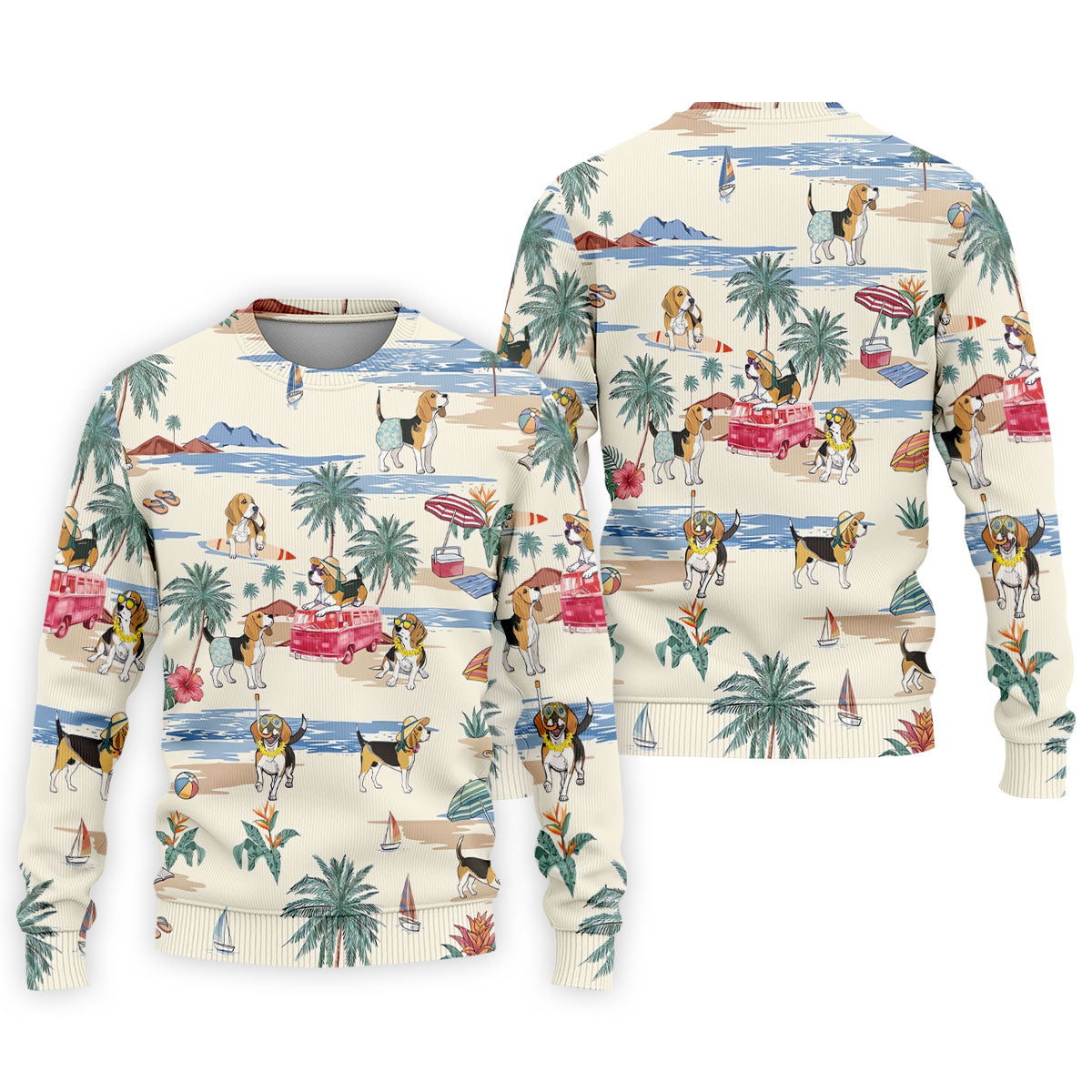 Cute Beagle Beach Vacation Tropical Golf Polo Shirt, Hawaiian Golf Shirt, Golf Shirts For Men