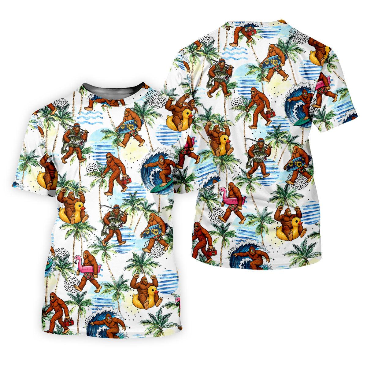 Tropical Bigfoot Surfing Fishing Beach Golf Shirt, Golf Tops For Women, Ladies Golf Shirts, Women’s Golf Apparel