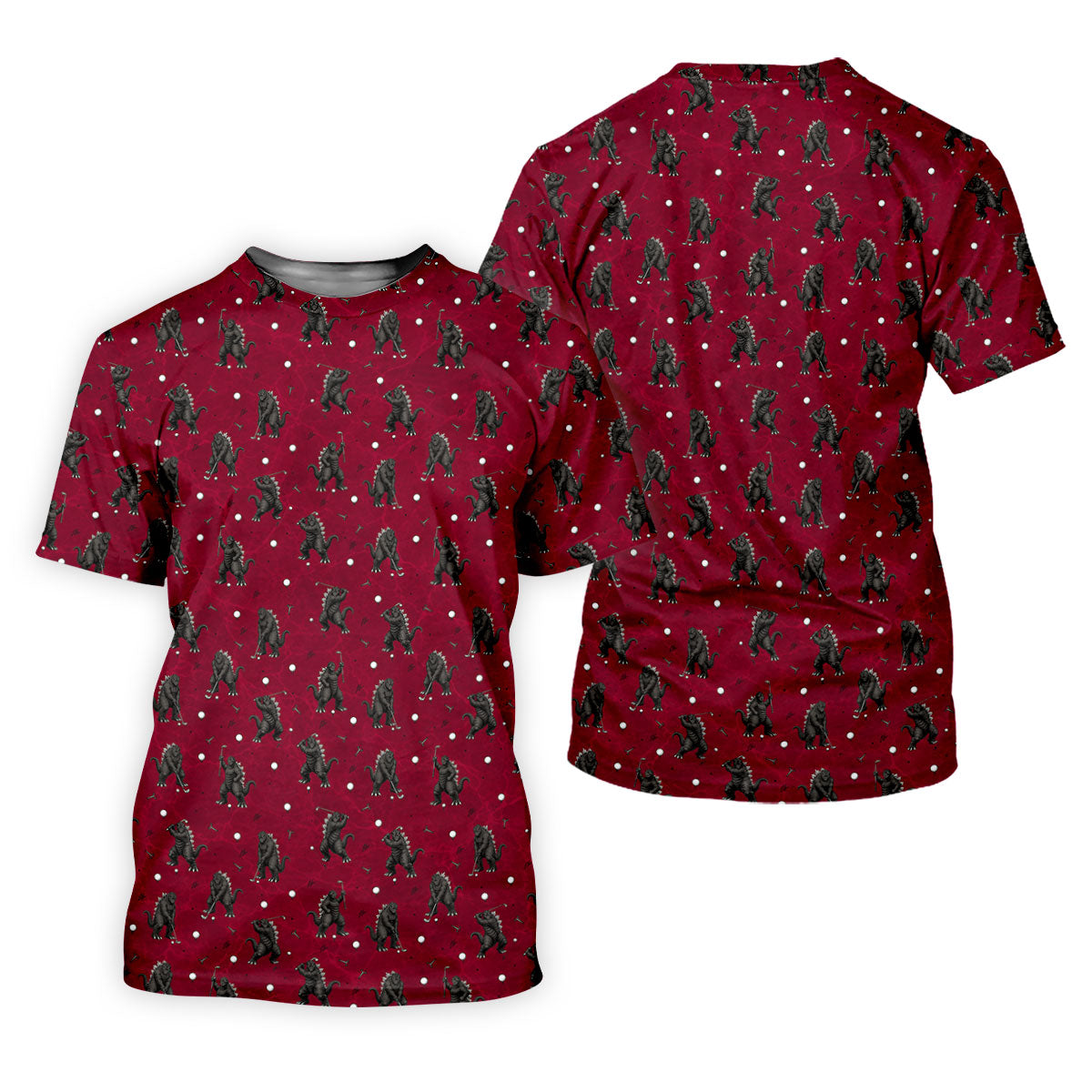 Funny Giant Monster Golf Pattern Polo Shirt, Mens Golf Polo, Golf Shirts For Men