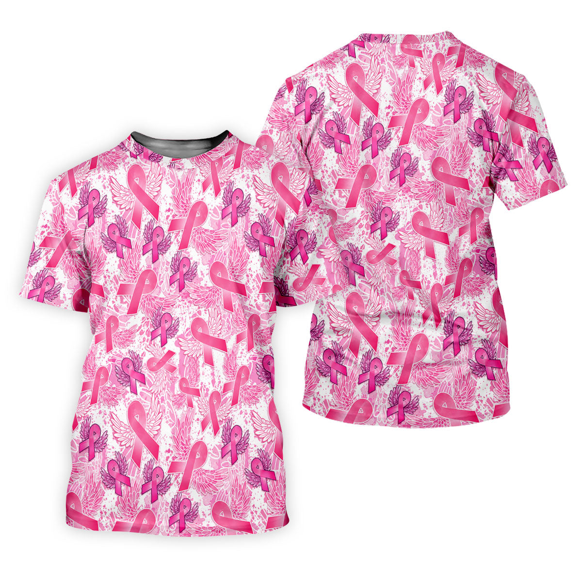 Breast Cancer Pink Ribbon Angel Wings Polo Shirt, Women's Golf Polo, Golf Tops For Women