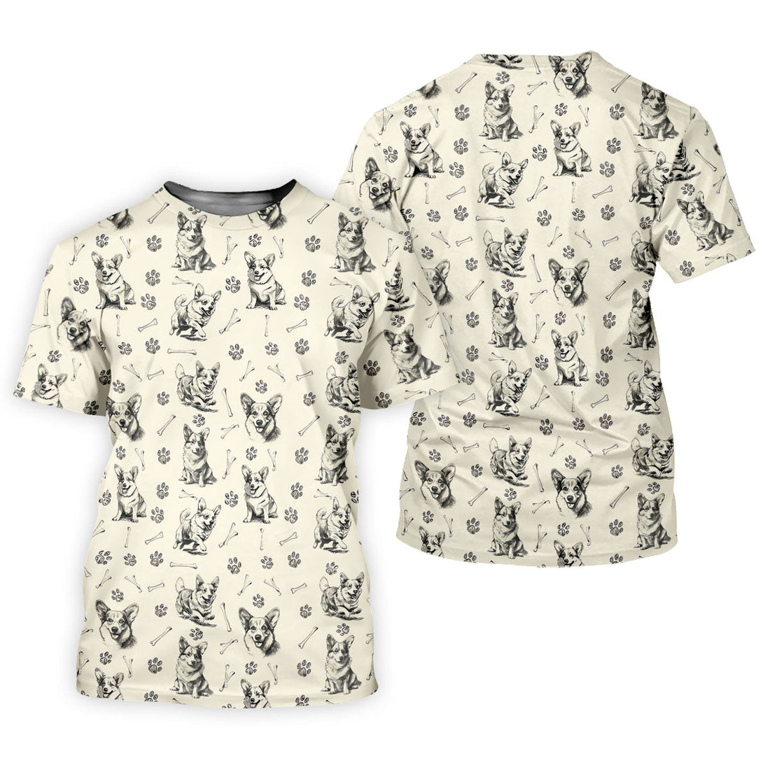 Vintage Corgi Sketch Pattern Golf Polo Shirt, Women’s Golf Polo, Golf Shirts For Women