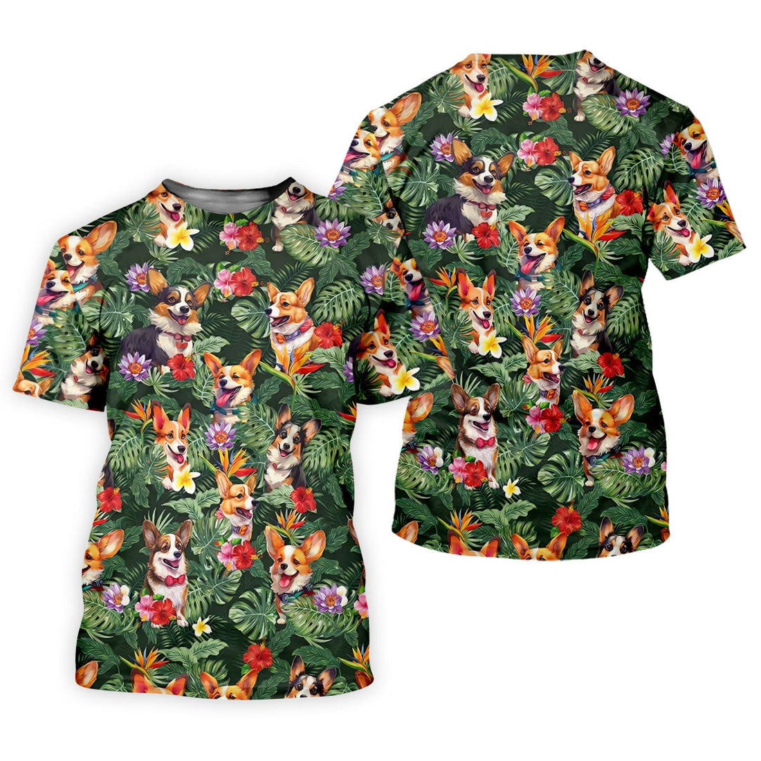 Tropical Corgi Dog Hawaiian Golf Polo Shirt, Golf Shirts For Women, Women's Golf Apparel