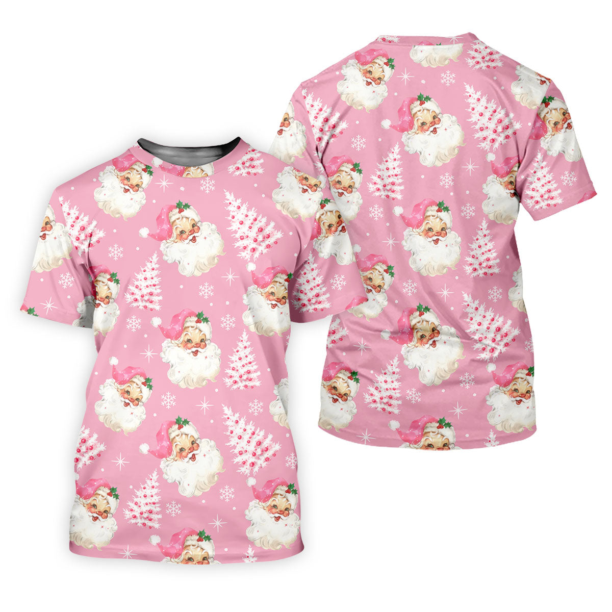 Pink Santa Claus Christmas Golf Shirt, Cute Golf Outfit, Polo Shirts For Men, Golf Gift For Men