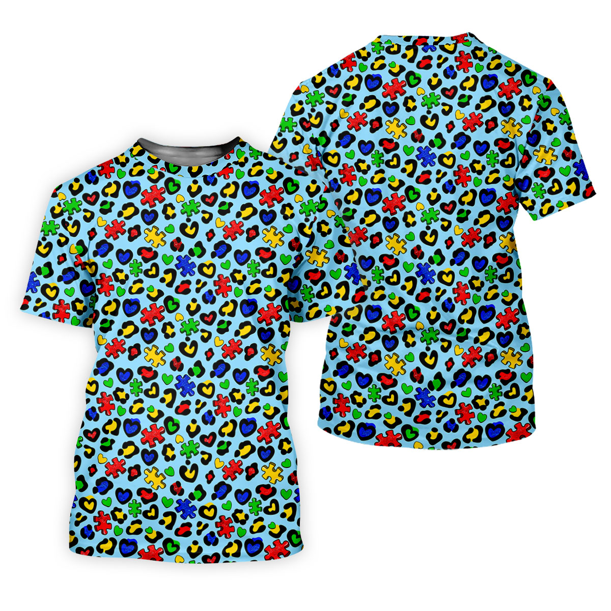 Autism Awareness Color Leopard Pattern Blue Golf Shirt, Golf Tops For Men, Polo Shirts For Men, Golf Shirts For Men