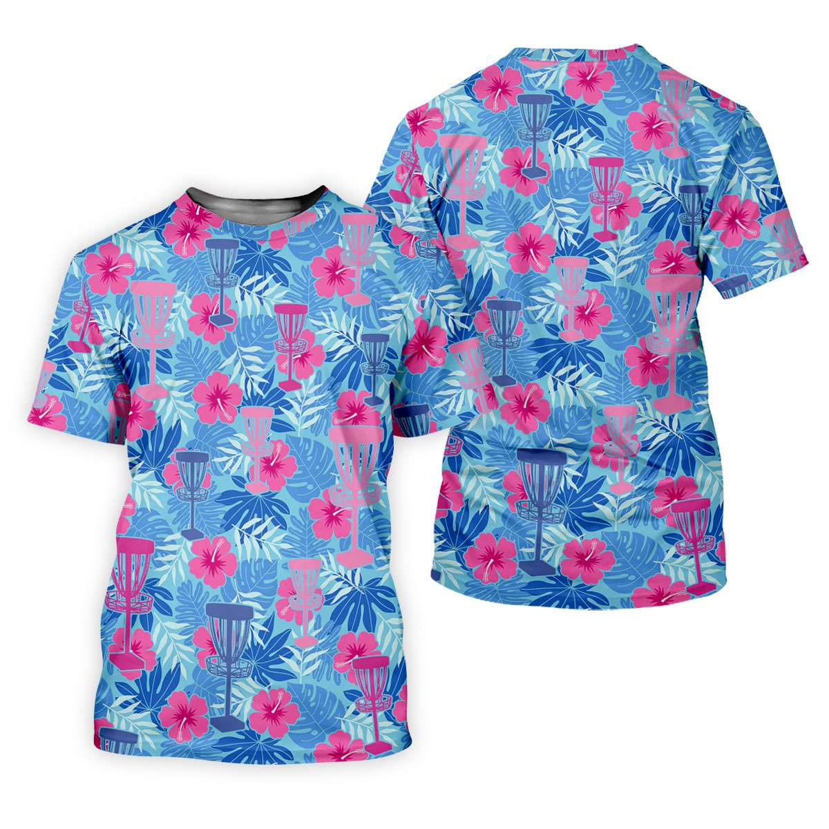 Blue Hibiscus Disc Golf Polo Shirt, Golf Tops For Women, Women’s Golf Polo
