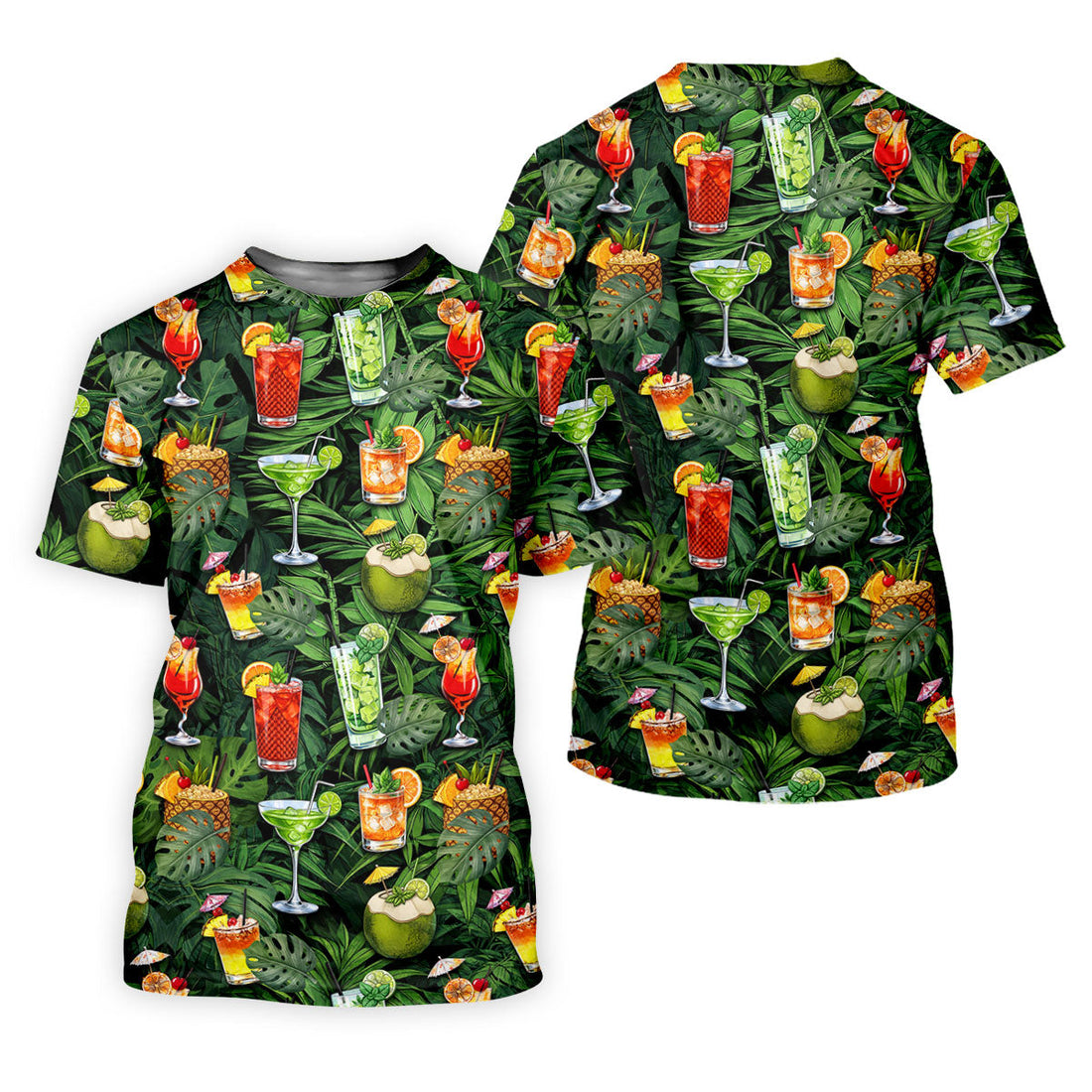 Tropical Cocktail Coconut And Palm Leaf Golf Polo, Hawaiian Golf Shirt, Golf Polo For Women