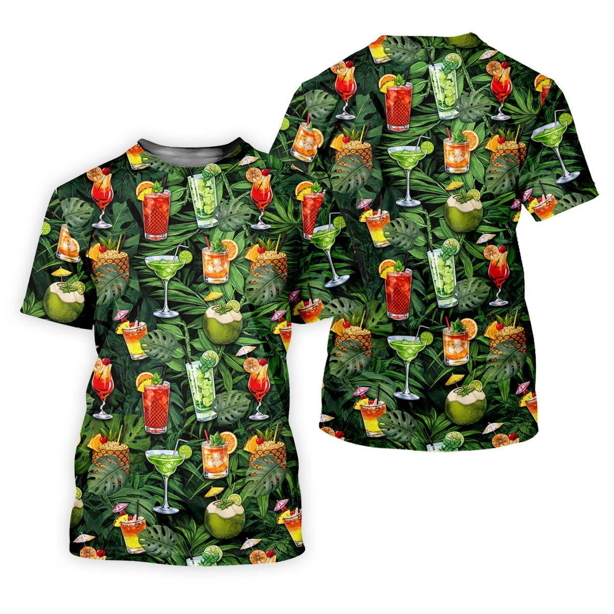 Tropical Cocktail Coconut And Palm Leaf Golf Polo, Hawaiian Golf Shirt, Golf Polo For Women