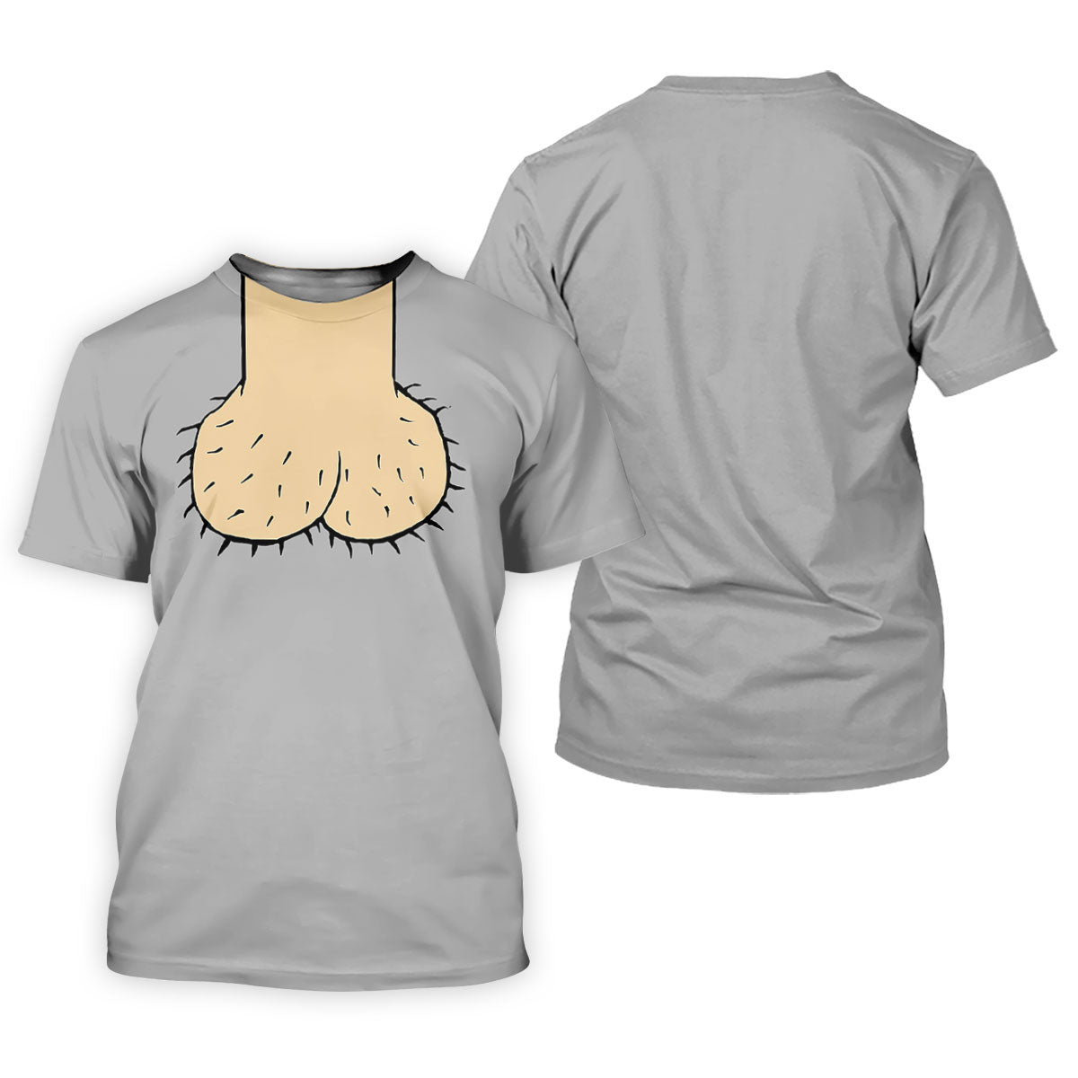 Gray Funny Dickhead Faux Chest Golf Shirt, Funny Halloween Shirt, Adult Costume Shirt