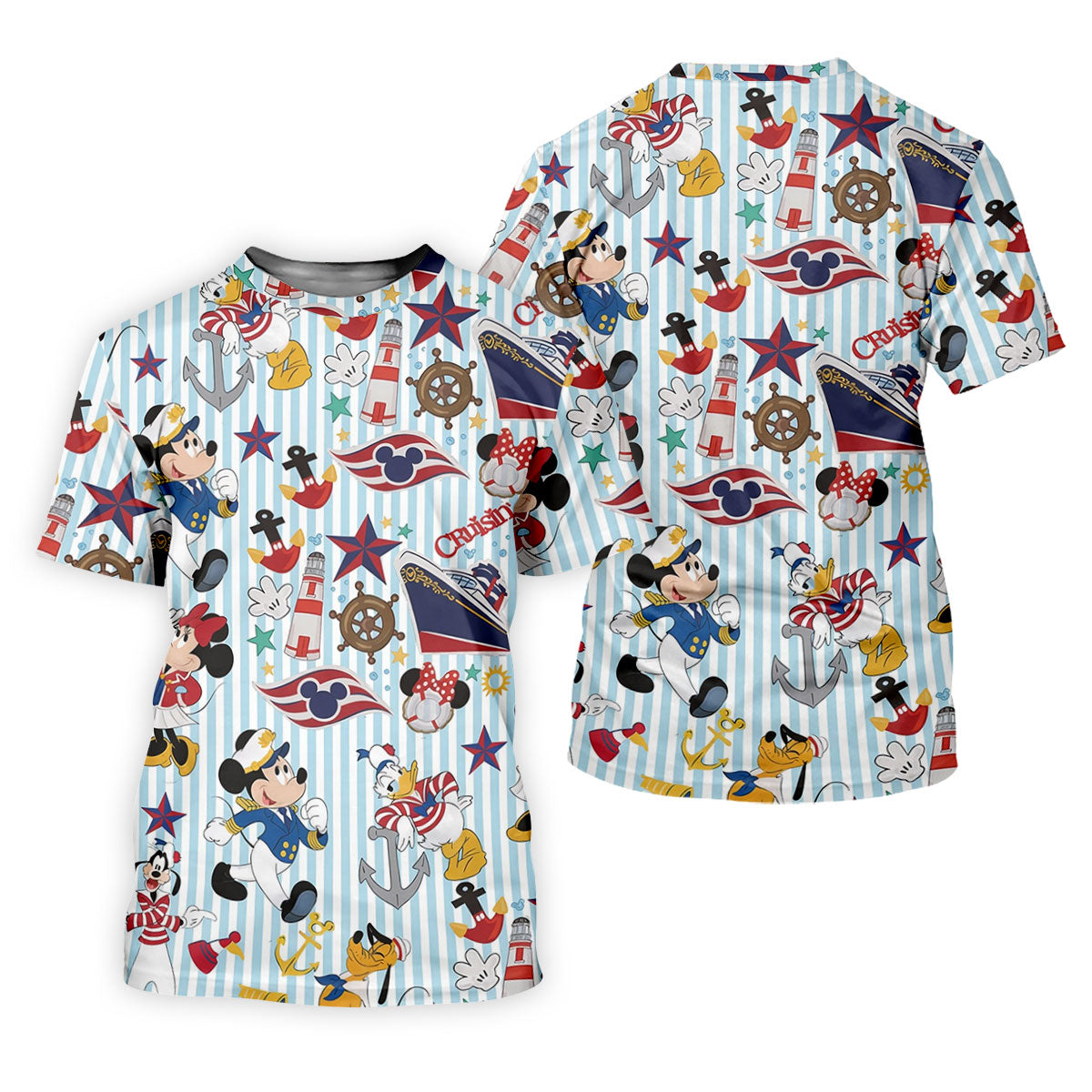Nautical Cruise Cartoon Pattern Golf Polo Shirt, Womens Golf Tops, Ladies Golf Shirt