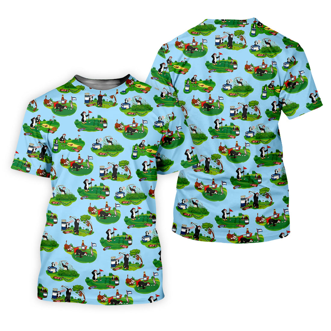 Funny Golf Gopher Cartoon Pattern Golf Polo Shirt, Men's Golf Shirt, Golf Apparel For Men