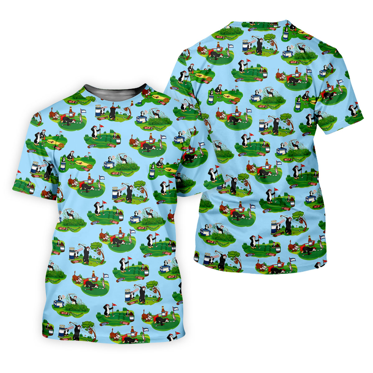 Funny Golf Gopher Cartoon Pattern Golf Polo Shirt, Men's Golf Shirt, Golf Apparel For Men