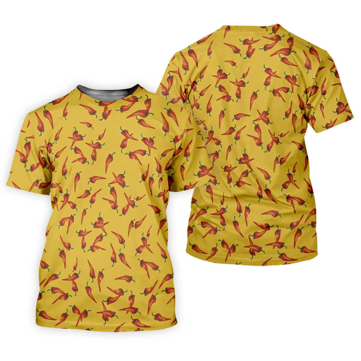 Red Chilli Yellow Hawaiian Golf Shirt, Summer Vibe Golf Shirts For Men, Polo Shirts For Men