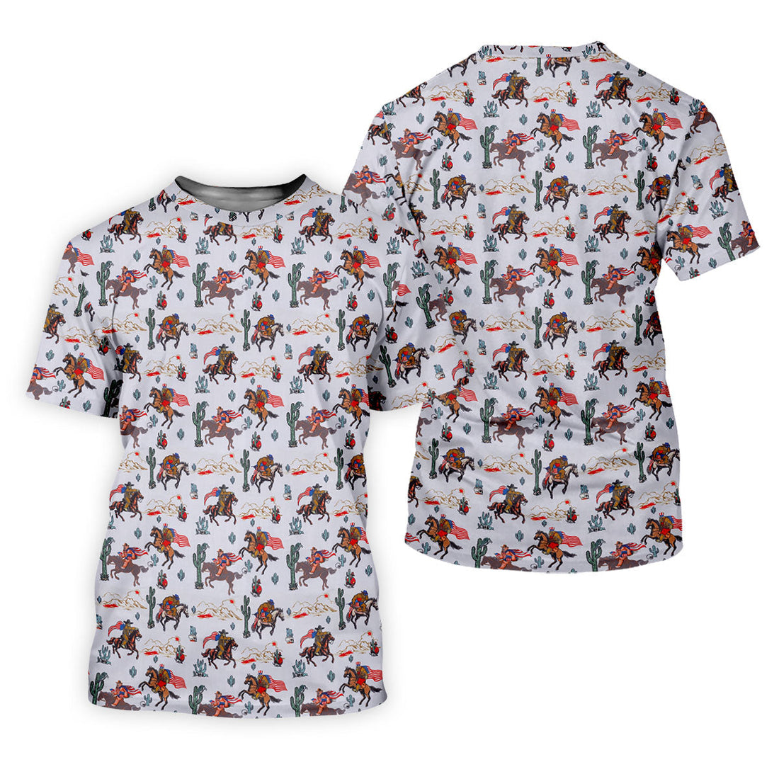 Patriotic Cowboy Horse Pattern Golf Polo Shirt, Men's Golf Polo, Hawaiian Golf Shirt