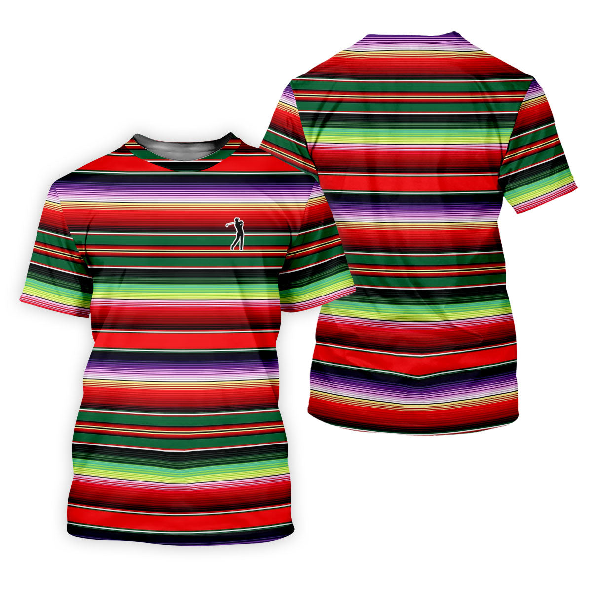 Colorful Stripes Sarape Pattern Cinco De Mayo Celebration Fiesta Themed Golf Shirts For Men