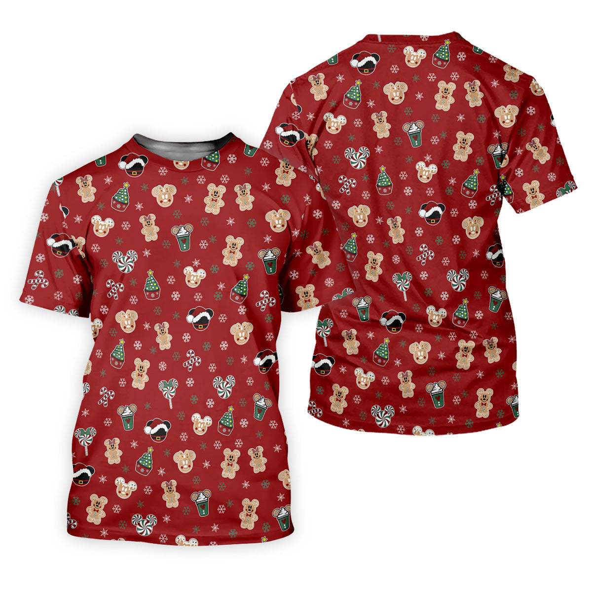 Christmas Gingerbread Red Golf Shirt, Holiday Pattern Christmas Golf Shirt, Polo Shirts For Men