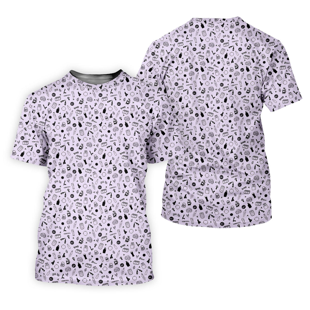 Light Purple Beer Brewing Icons Pattern Polo Shirt, Women’s Golf Apparel, Performance Golf Shirt
