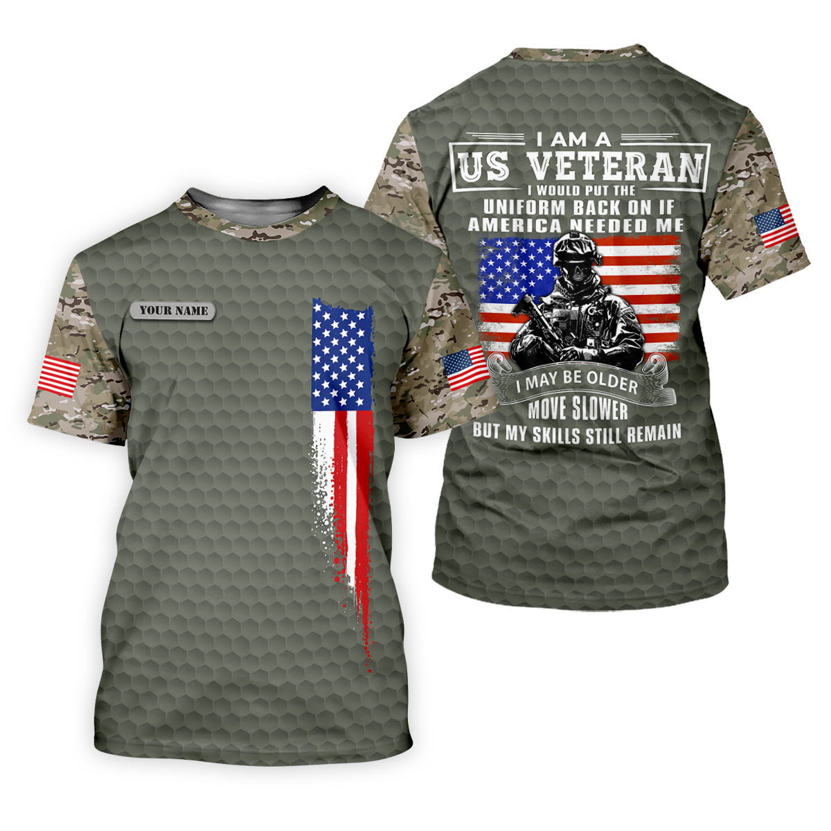 I Am A US Veteran American Flag Camo Golf Shirt, 250 Years 4th Of July Golf Shirts For Men