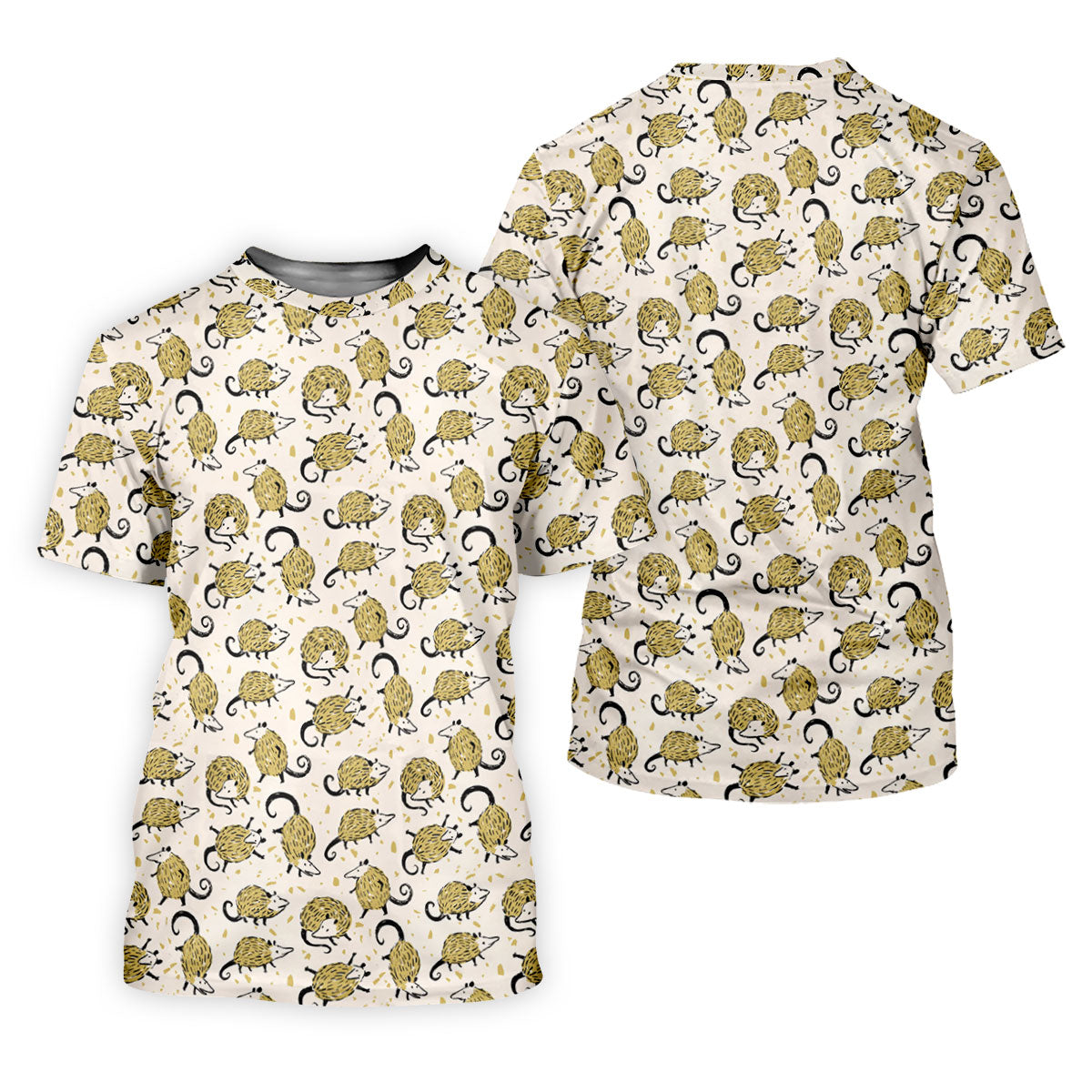 Cute Opossum Seamless Pattern Golf Tops For Men, Cute Golf Outfit, Polo Shirts For Men
