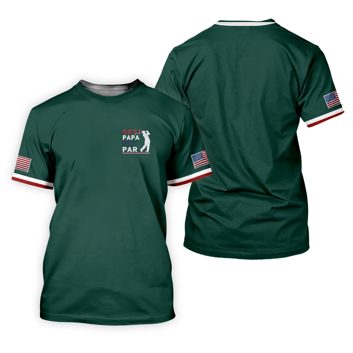 Green Best Papa By Par Embroidered Golf Polo Shirt, Ladies Golf Shirts, Golf Tops For Women