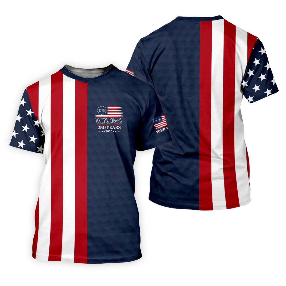 We The People Golf Ball Pattern 250 Years Patriotic 4th Of July US Flag Golf Shirt For Women