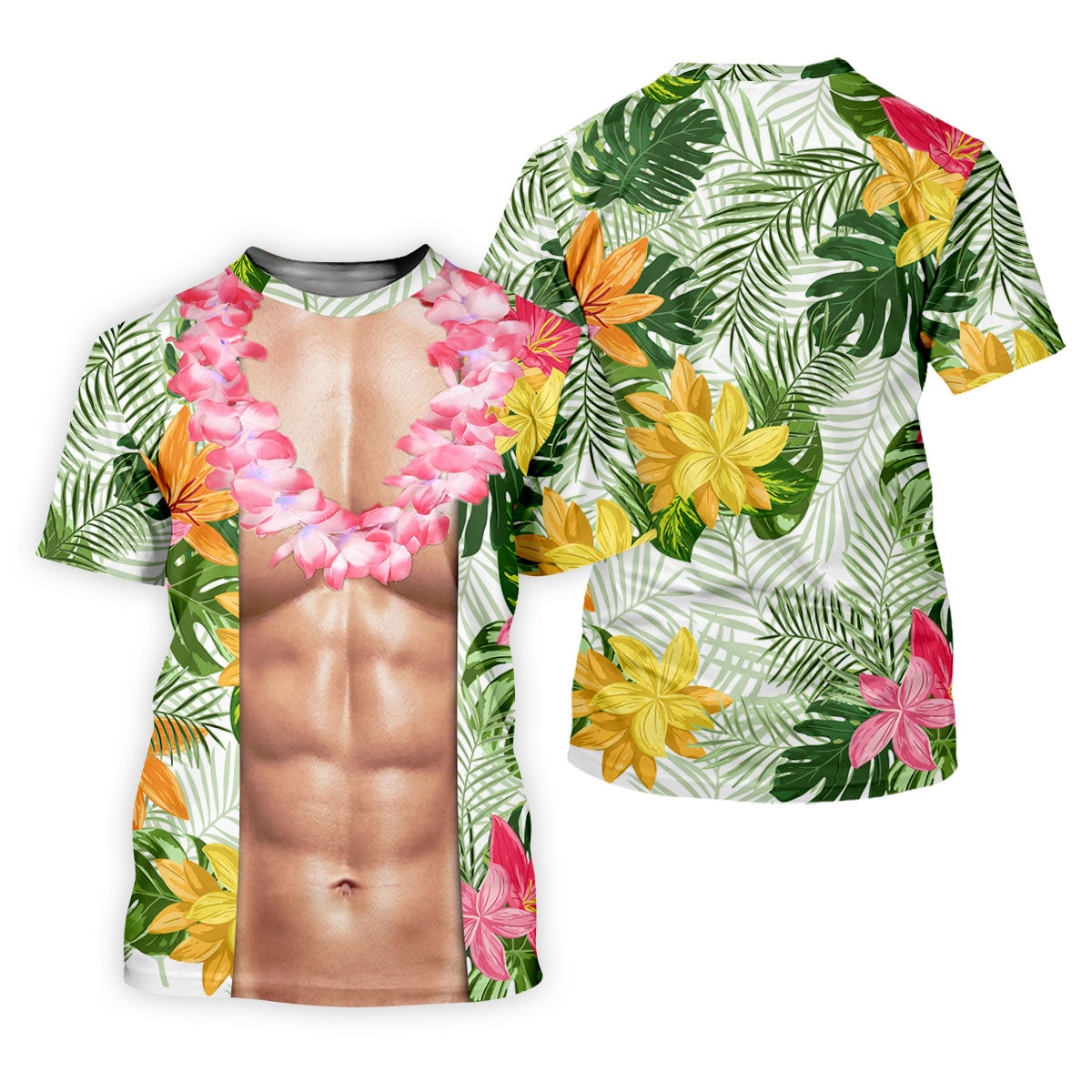 Light Skin Tropical Muscle Chest Hawaiian Golf Polo Shirt, Golf Shirts For Women, Women's Golf Apparel