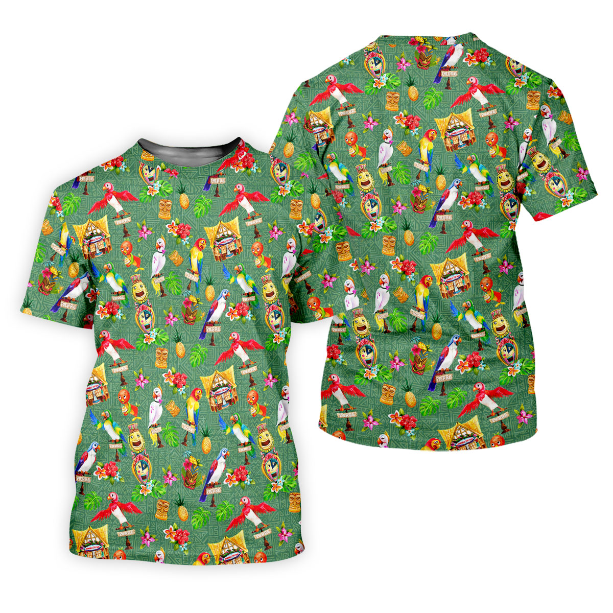 Tropical Tiki Parrot Island Hawaiian Golf Polo Shirt, Golf Shirts For Men, Printed Golf Shirts
