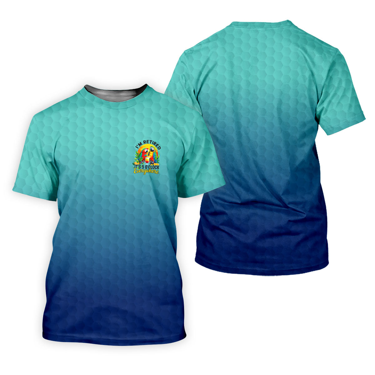 Blue Tropical Parrot Retirement Golf Polo Shirt, Mens Golf Polo, Golf Apparel For Men