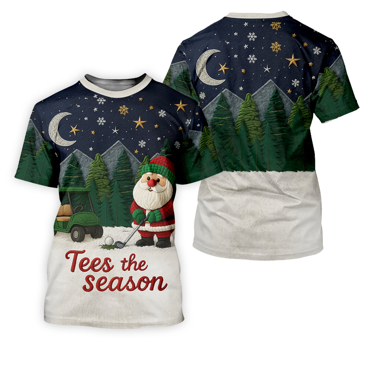 Santa Golfing Tees The Season Night Theme Golf Tops For Men, Christmas Golf Shirt, Polo Shirts For Men