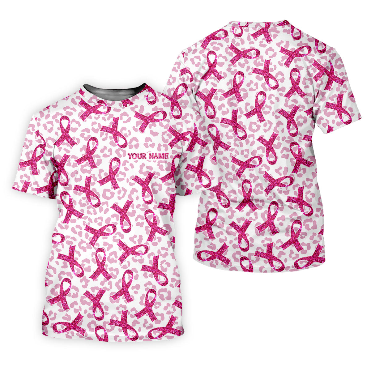 Breast Cancer Pink Ribbon Leopard Pattern Golf Tops For Men, Cancer Awareness Shirt, Golf Shirts For Men