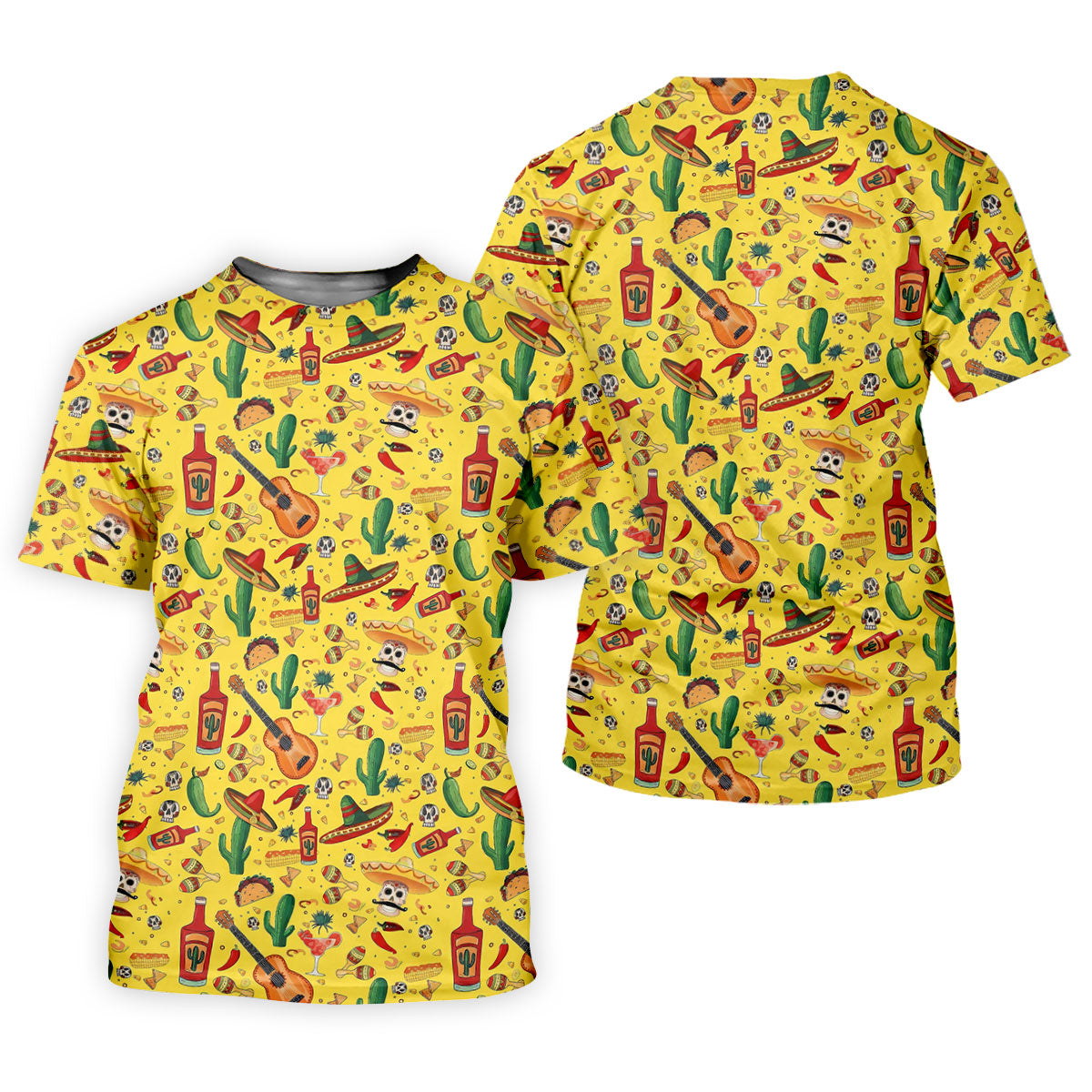 Skulls With Sombreros Funny Cinco De Mayo Fiesta Themed Golf Tops For Men, Golf Shirts For Men