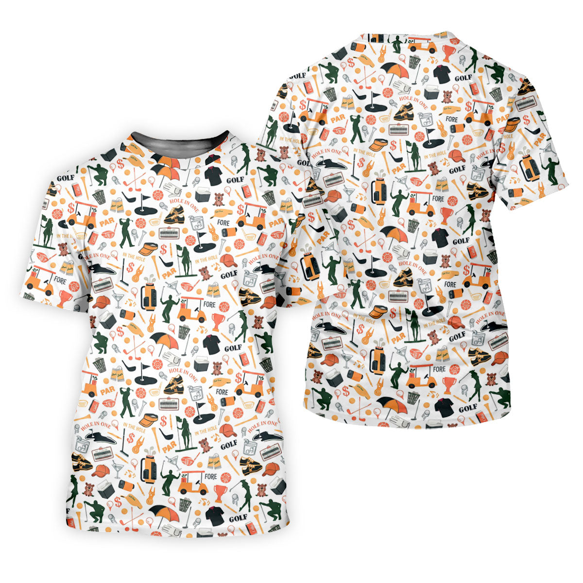 Golf Equipment Cart Ball Pattern Polo Shirt, Women’s Golf Polo, Performance Golf Shirt