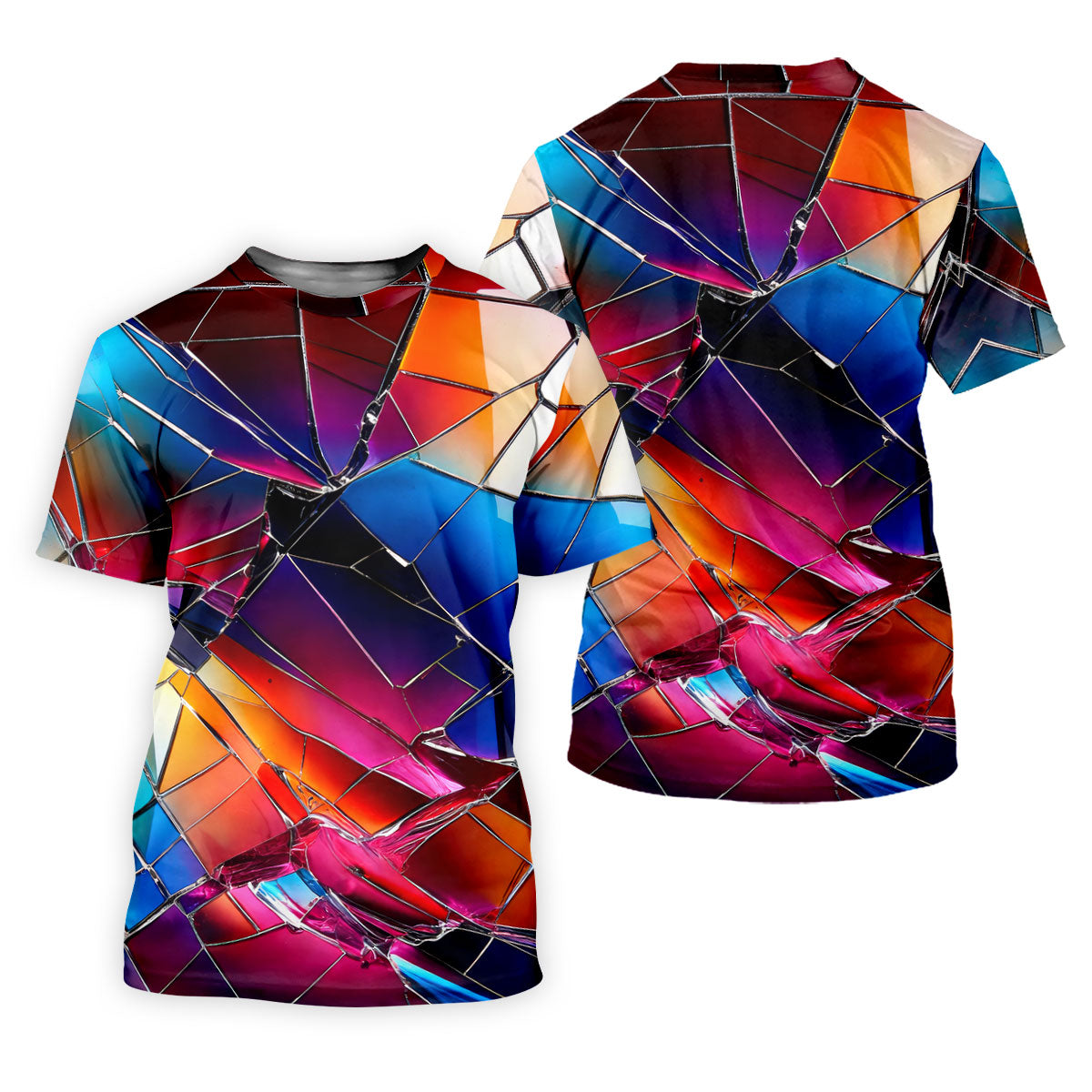 Colorful Broken Glass Abstract Golf Polo Shirt, Golf Shirts For Men, Printed Golf Shirts