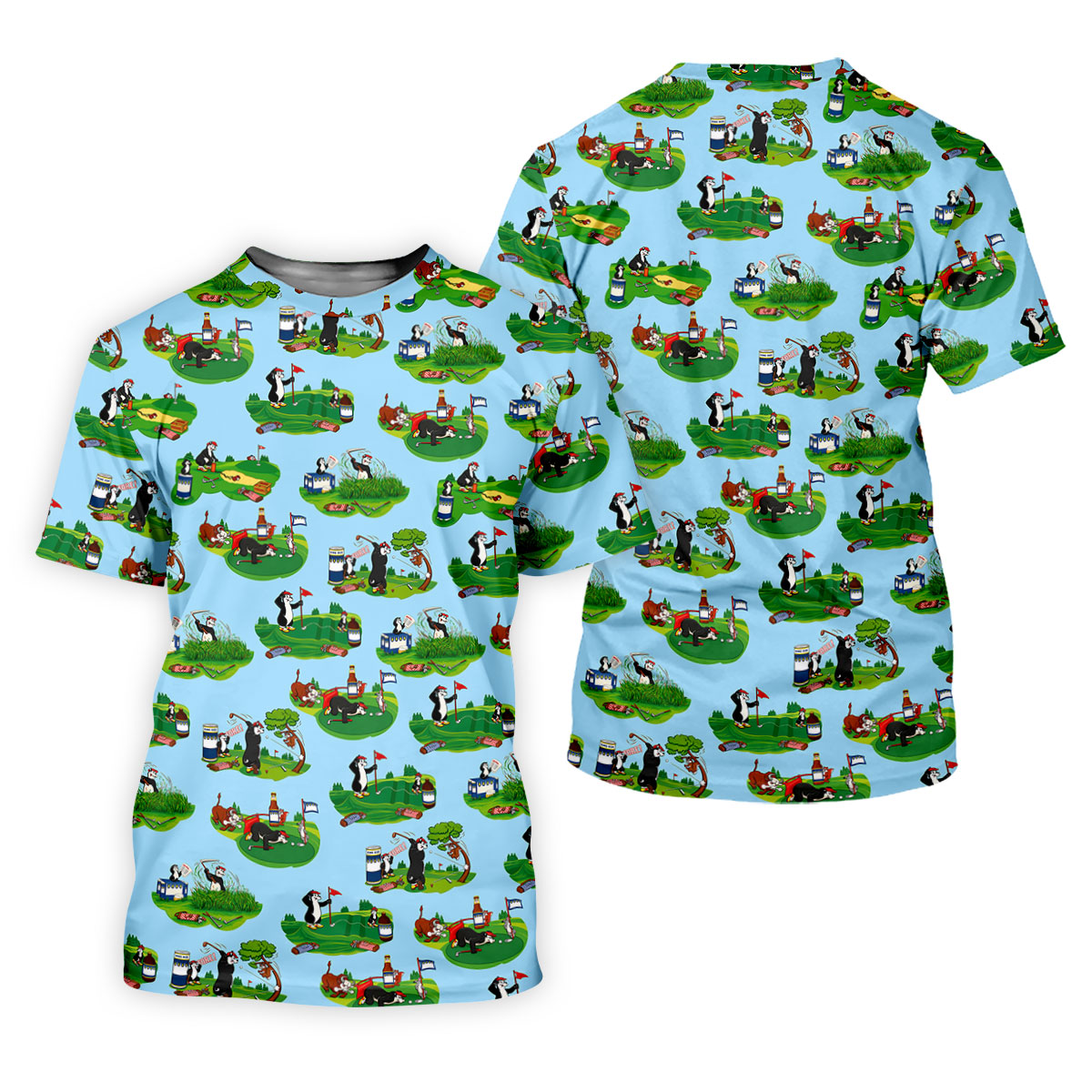 Funny Golf Gopher Cartoon Pattern Golf Polo Shirt, Women's Golf Tops, Ladies Golf Shirts